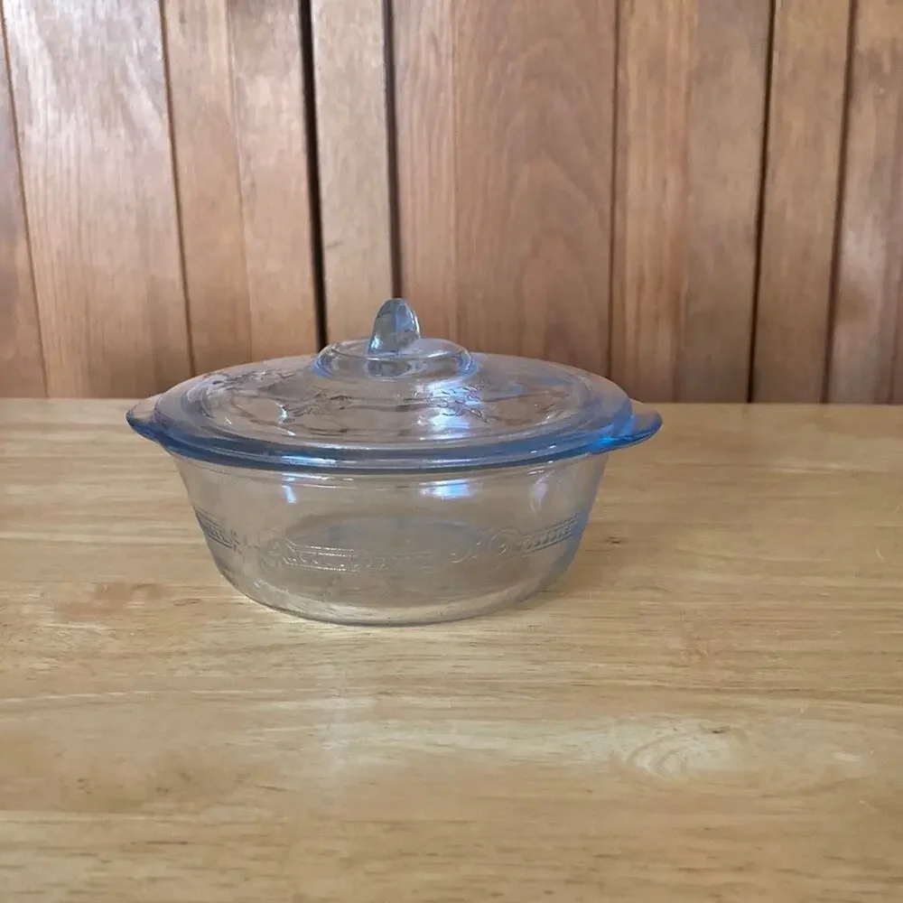 Vintage 1941-1956 Fire King Philbe Saphire Blue Mini Casserole Dish
